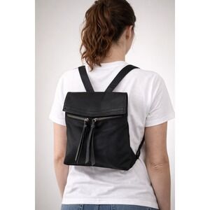Botkier New York Black Faux Leather Nylon Convertible Trigger‎ Backpack Purse